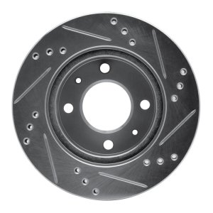 Dodge Atos Brake Rotor (1) - Front Left - R1 Concepts - Drilled & Slotted - Silver - `98-`12